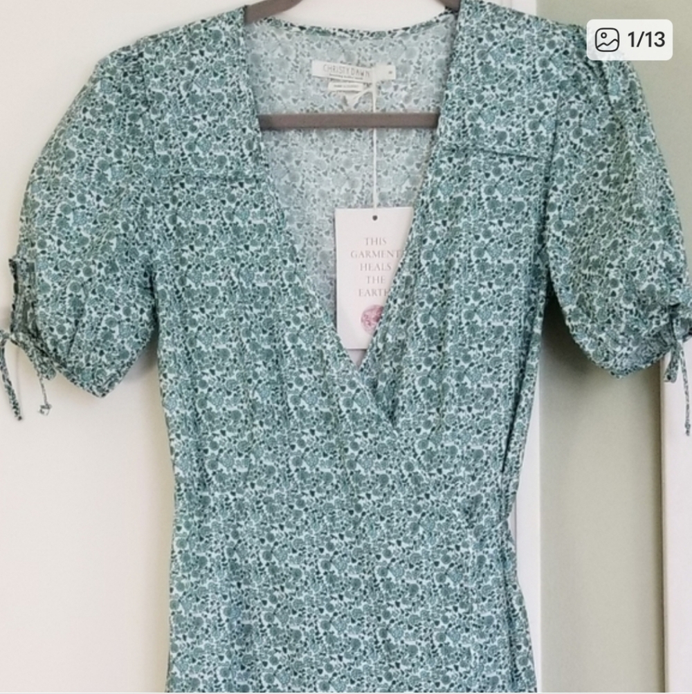 Christy Dawn Augusta Dress, Mint Blooming Meadow, XS.